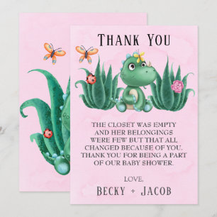Cute Dinosaur Friends Baby Shower - tack för ditt Kort