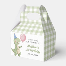 Cute Dinosaur Gingham 1st Birthday Party