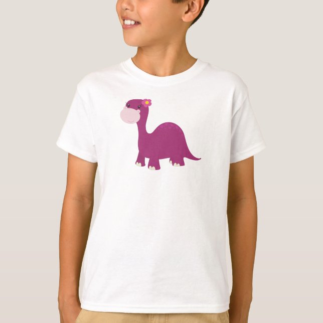 Cute Dinosaur, Girl Dinosaur, Rosa Dinosaur, Dino T Shirt (Framsida)