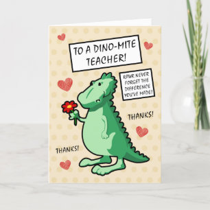 Cute Dinosaur glömmer aldrig bort att skillnadslär Tack Kort