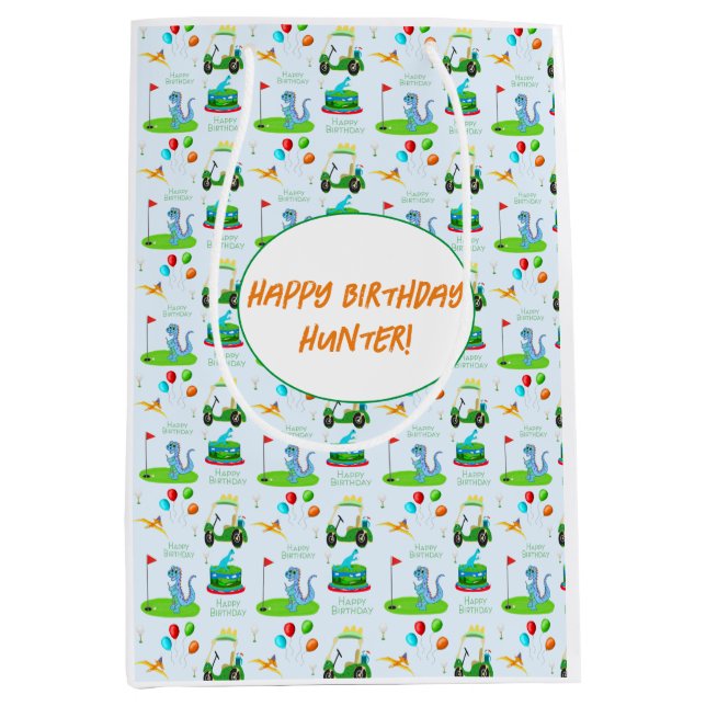 Cute Dinosaur Golf ThLED Kids Grattis på födelseda (Framsidan)