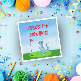 Cute Dinosaur Golf Thmet Barns födelsedag Napkins Pappersservett