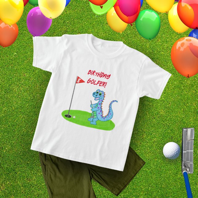 Cute Dinosaur Golf Thned Barns födelsedag T Shirt (Skapare uppladdad)