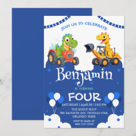 Cute dinosaur gräver lastbil-ballongen Excavator B