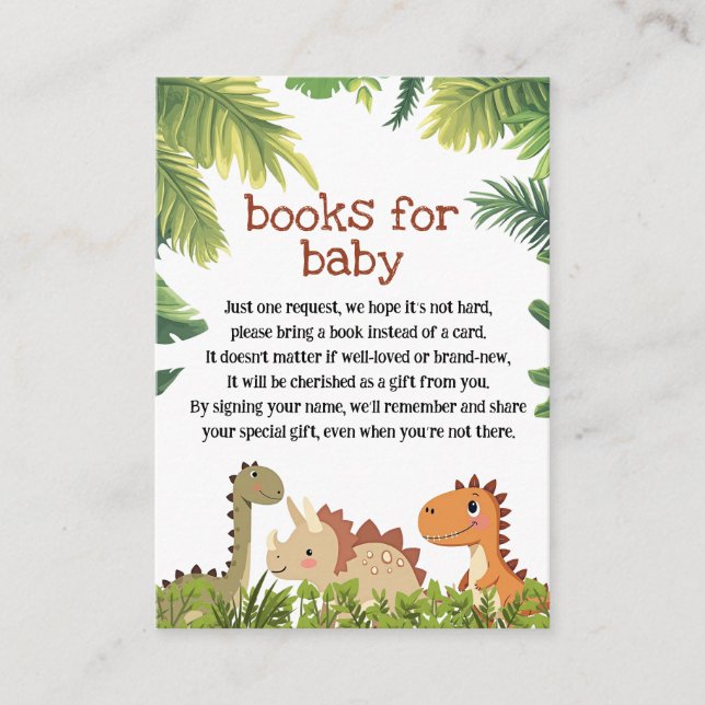 Cute Dinosaur Greenery Bokar för begäran om Baby Tilläggskort (Framsida)