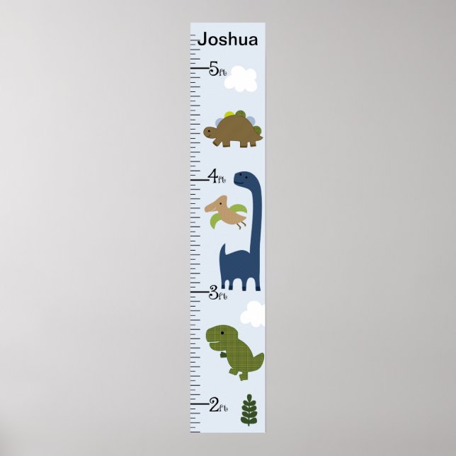 Cute Dinosaur Growth Chart Behålla 8 x 44! Poster (Framsidan)