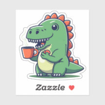 Cute Dinosaur Holding a Kopp of Coffee