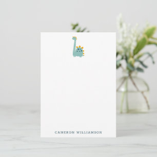 Cute Dinosaur i Blue Personlig Stationery Tack Kort