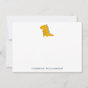 Cute Dinosaur i Gult Personlig Stationery Tack Kort