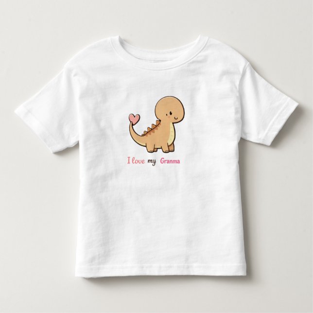 Cute Dinosaur I Love My Granma Toddler Shirt | Gra T (Framsida)