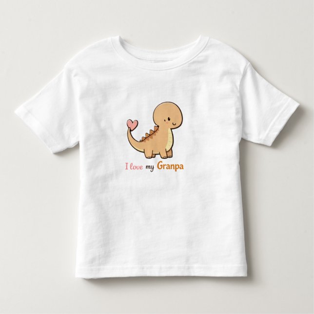 Cute Dinosaur I Love My Granpa Toddler Shirt | Gra T (Framsida)