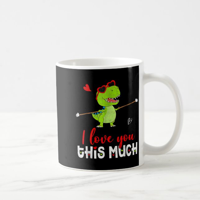 Cute Dinosaur I Love You This Much Valentines Day  Kaffemugg (Höger)