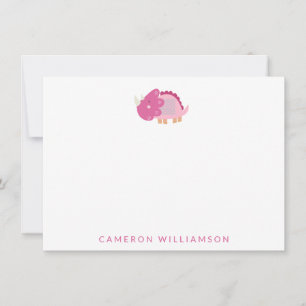 Cute Dinosaur i Rosa Personlig Stationery Tack Kort