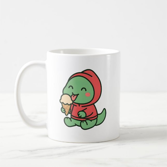 Cute Dinosaur Ice Cream - Roligt Coffee Mugg / kop (Vänster)