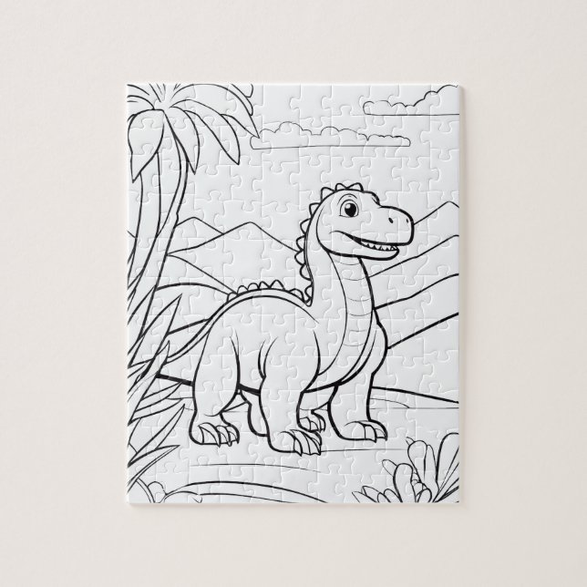 Cute Dinosaur Jungle Animal Coloring Puzzle Pussel (Vertikal)