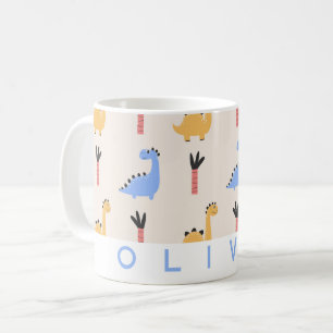 Cute Dinosaur Kids Personligen Namn Mugg