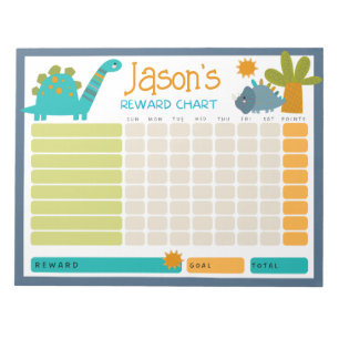 Cute Dinosaur Kids Reward Chart for Daily Routine Anteckningsblock