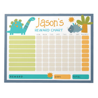 Cute Dinosaur Kids Reward Chart for Daily Routine Anteckningsblock