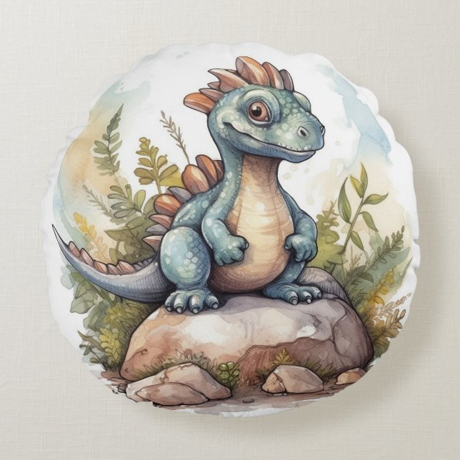Cute Dinosaur Kids Room Decorative Rund Kudde (Framsidan)