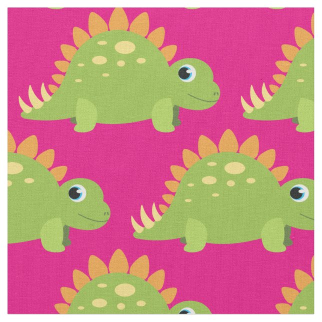 Cute Dinosaur Kids Stegosaurus Tecknad Tyg (Närbild)