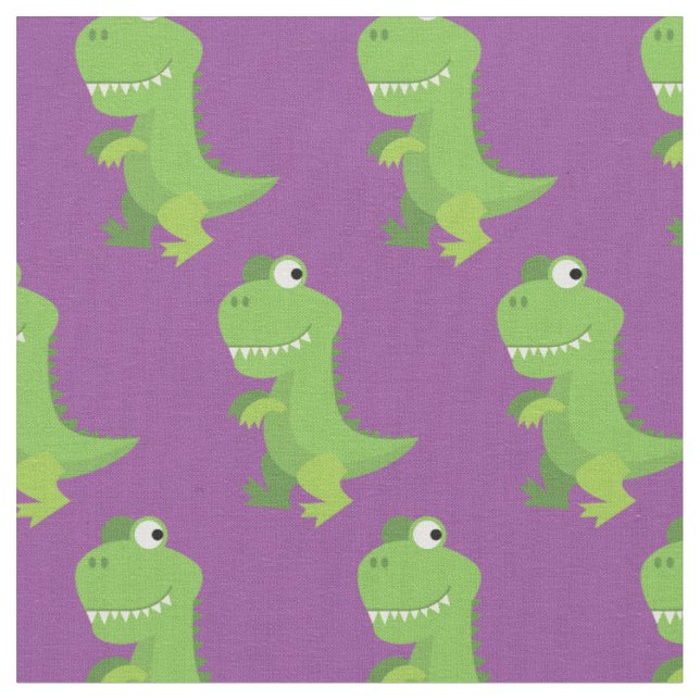 Cute Dinosaur Kids T-Rex Dino-Tecknad Tyg (Närbild)