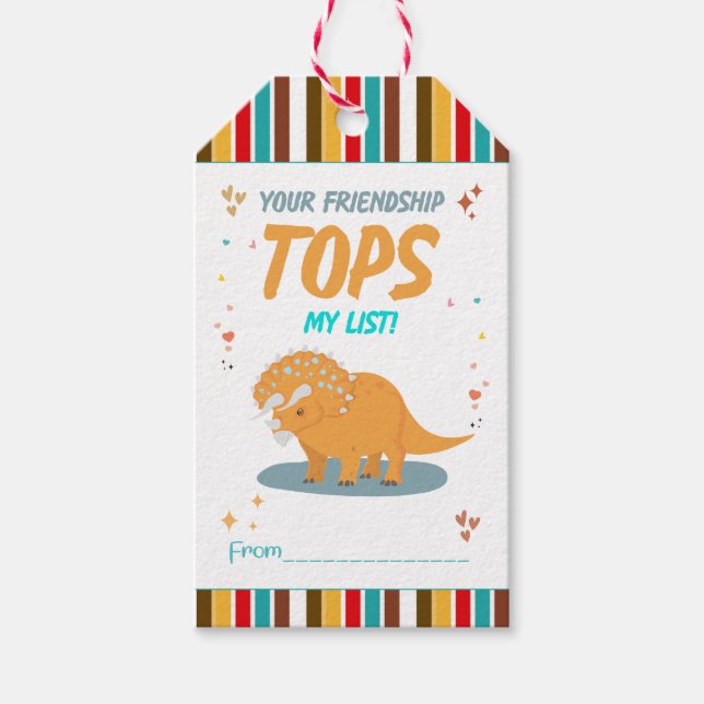 Cute Dinosaur Kids Valentindagen Friend Presentetikett (Framsidan)