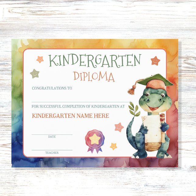 Cute Dinosaur Kindergarten Diplomatcertifikat (Skapare uppladdad)