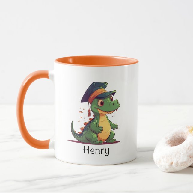Cute Dinosaur Kindergarten Student Personlig Mugg (Med munk)
