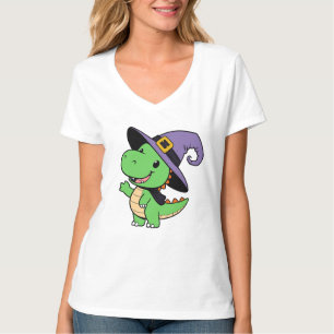 Cute Dinosaur klädd som en häxa för Halloween T Shirt