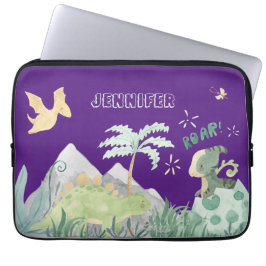 Cute Dinosaur Lila School Laptop Fodral
