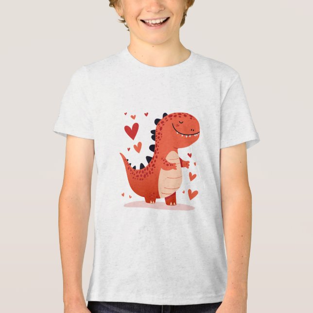 Cute Dinosaur Love Kids T-Shirt (Framsida)