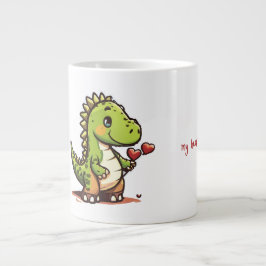 Cute Dinosaur med hjärter Jumbo Mugg