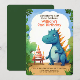 Cute Dinosaur med kummel | Dino Barns födelsedag Inbjudningar