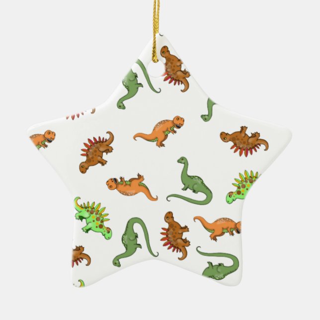 Cute Dinosaur Mönster Julgransprydnad Keramik (Framsidan)