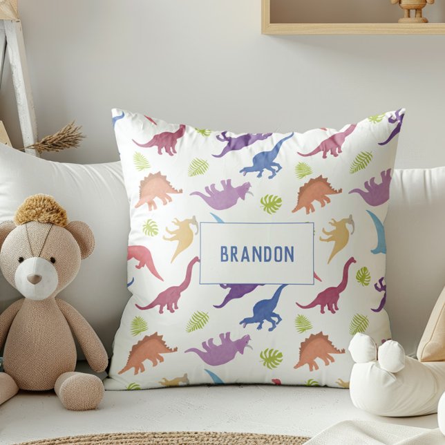 Cute Dinosaur Mönster Kid Personlig Child Room Kudde (Skapare uppladdad)