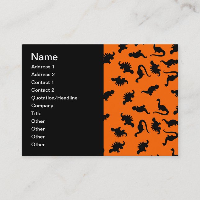 Cute Dinosaur Mönster på Orange Visitkort (Framsida)