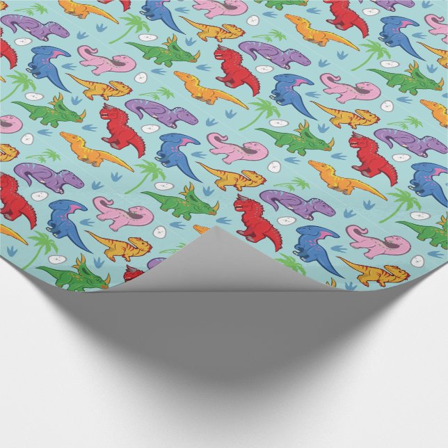 Cute Dinosaur Mönster Presentpapper (Hörn)