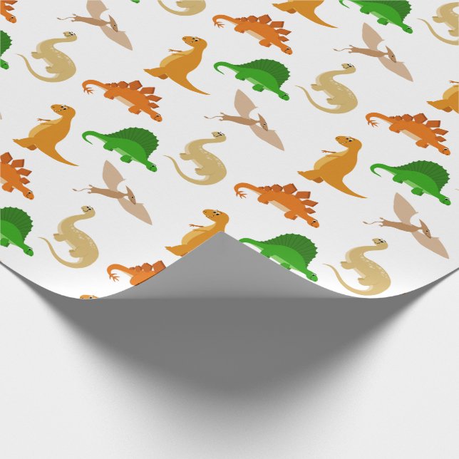 Cute Dinosaur Mönster Presentpapper (Hörn)