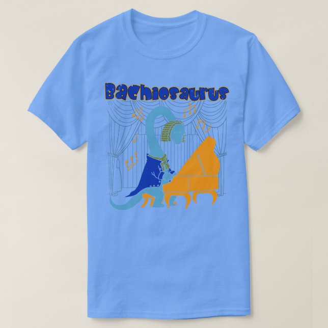 Cute Dinosaur Musician Composer Bach Brachiosaurus T Shirt (Design framsida)