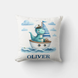Cute Dinosaur Nautical Kapten Personlig Kudde
