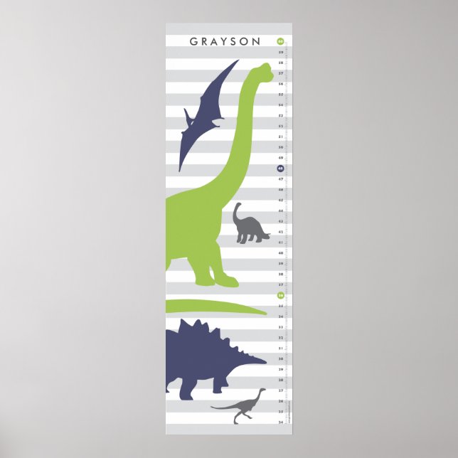 Cute Dinosaur Nursery Growth Chart - Dino Decor Poster (Framsidan)