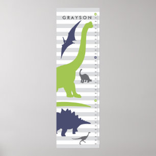 Cute Dinosaur Nursery Growth Chart - Dino Decor Poster
