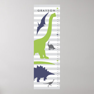 Cute Dinosaur Nursery Growth Chart - Dino Decor Poster