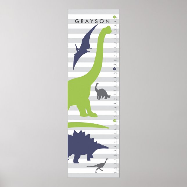 Cute Dinosaur Nursery Growth Chart - Dino Decor Poster (Framsidan)