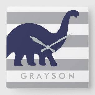 Cute Dinosaur Nursery Wall Clock - Dinosaur Baby Fyrkantig Klocka
