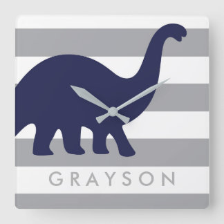 Cute Dinosaur Nursery Wall Clock - Dinosaur Baby Fyrkantig Klocka