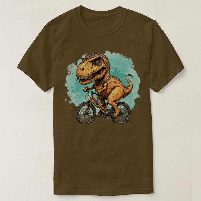 Cute dinosaur på en cykeldino t rex bicykling cu t shirt (Design framsida)