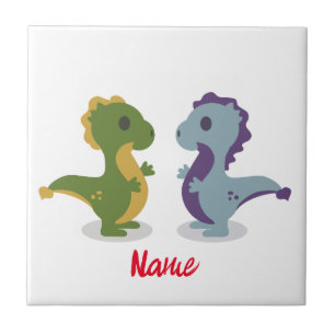 Cute Dinosaur Pair Thunder_Cove Kakelplatta