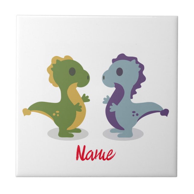 Cute Dinosaur Pair Thunder_Cove Kakelplatta (Framsidan)