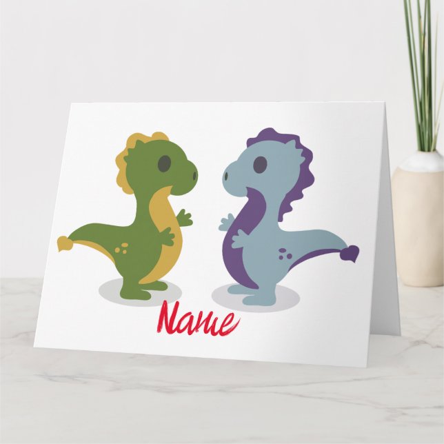 Cute Dinosaur Pair Thunder_Cove Kort (Framsida)